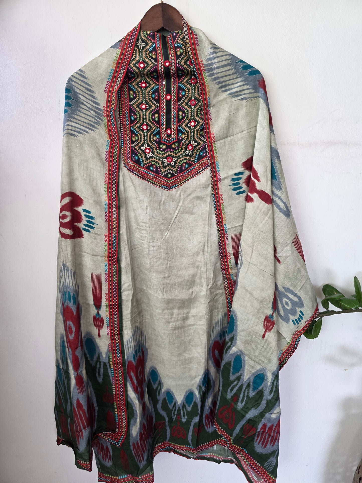 Ikkat inspired Muslin silk set-VM53