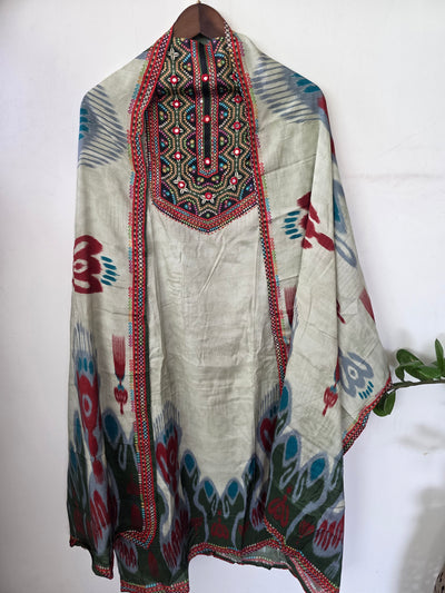 Ikkat inspired Muslin silk set-VM53