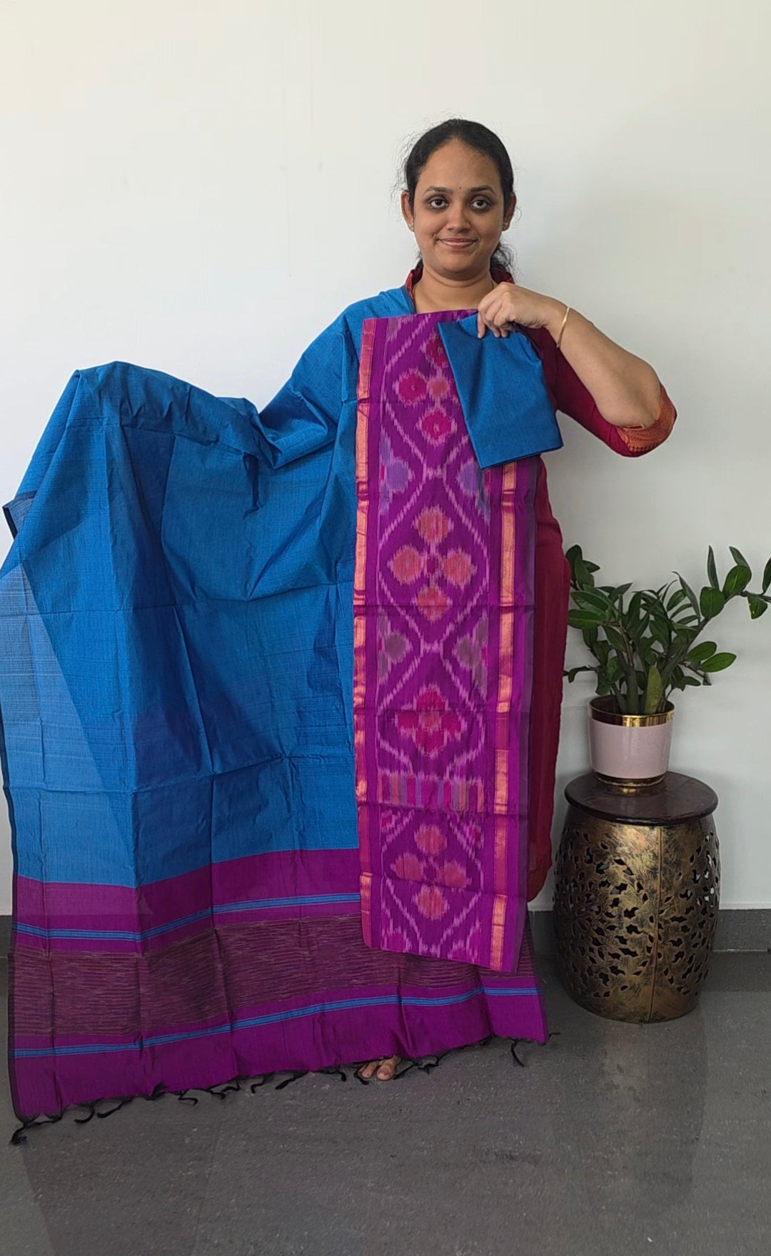 Pochampally sico set with ikkat damn -Sz324