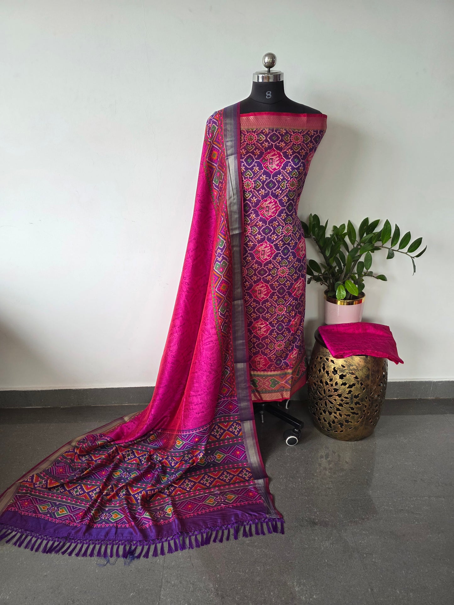 Premium semi Patola silk set - PK73
