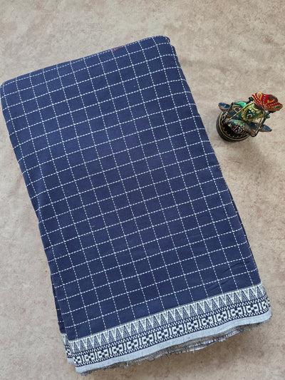 Prewashed kantha Checked South cotton running material - HRM82