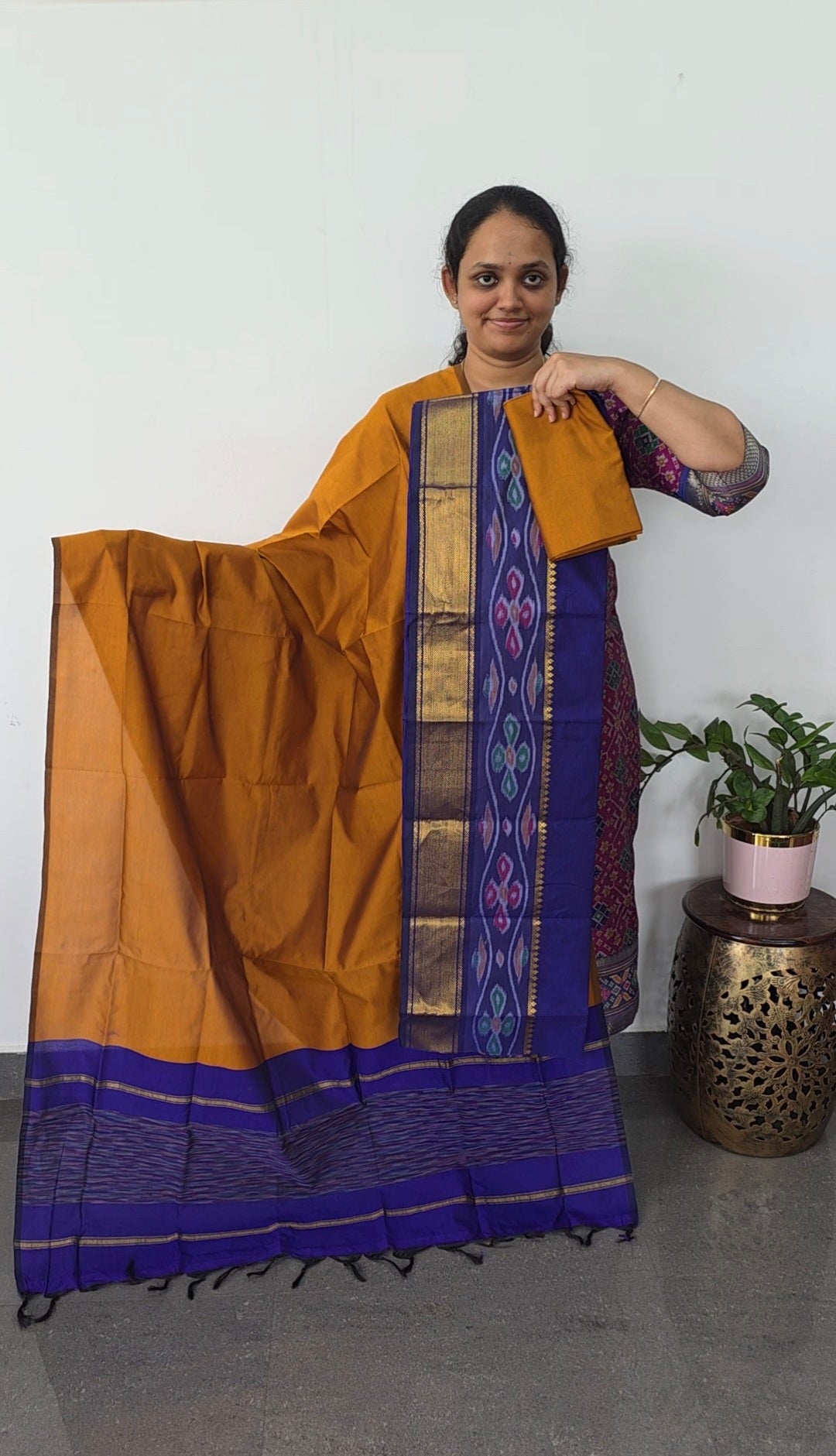 Pochampally sico silk set with zari border-SD549