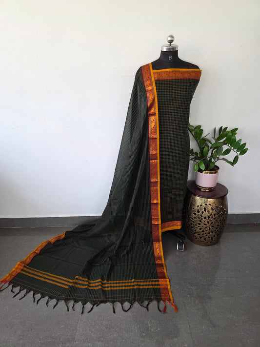 Mercerised checked narayanapet salwar set (4.5 meters)- NA153