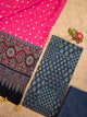 Handcrafted ajrakh cotton top with pure bandhani cotton shawl - BAA5