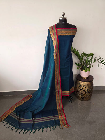 Mercerised narayanapet salwar set with annam border (4.5 meters) - NA325