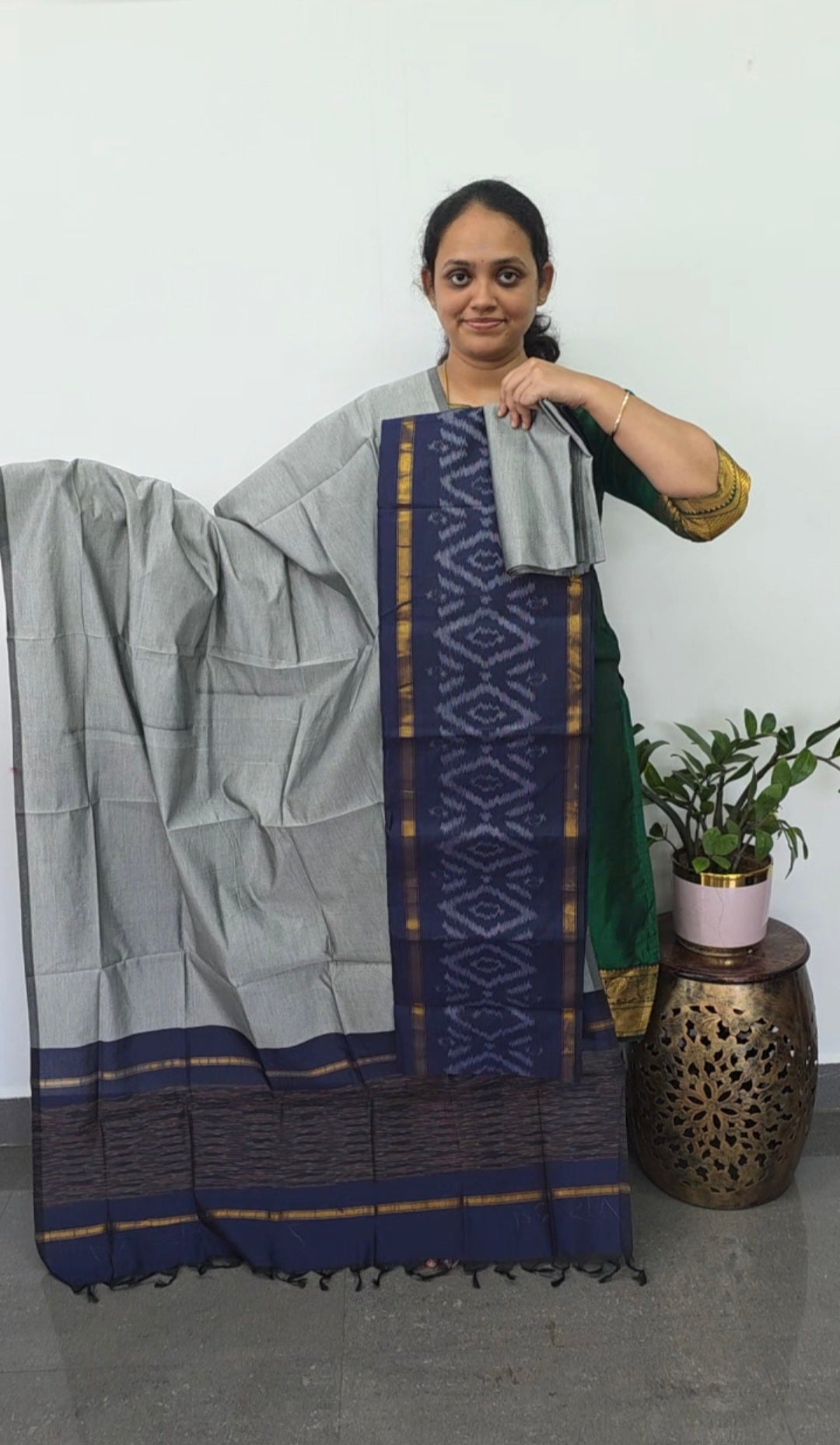 Pochampally sico set with ikkat damn -SD439