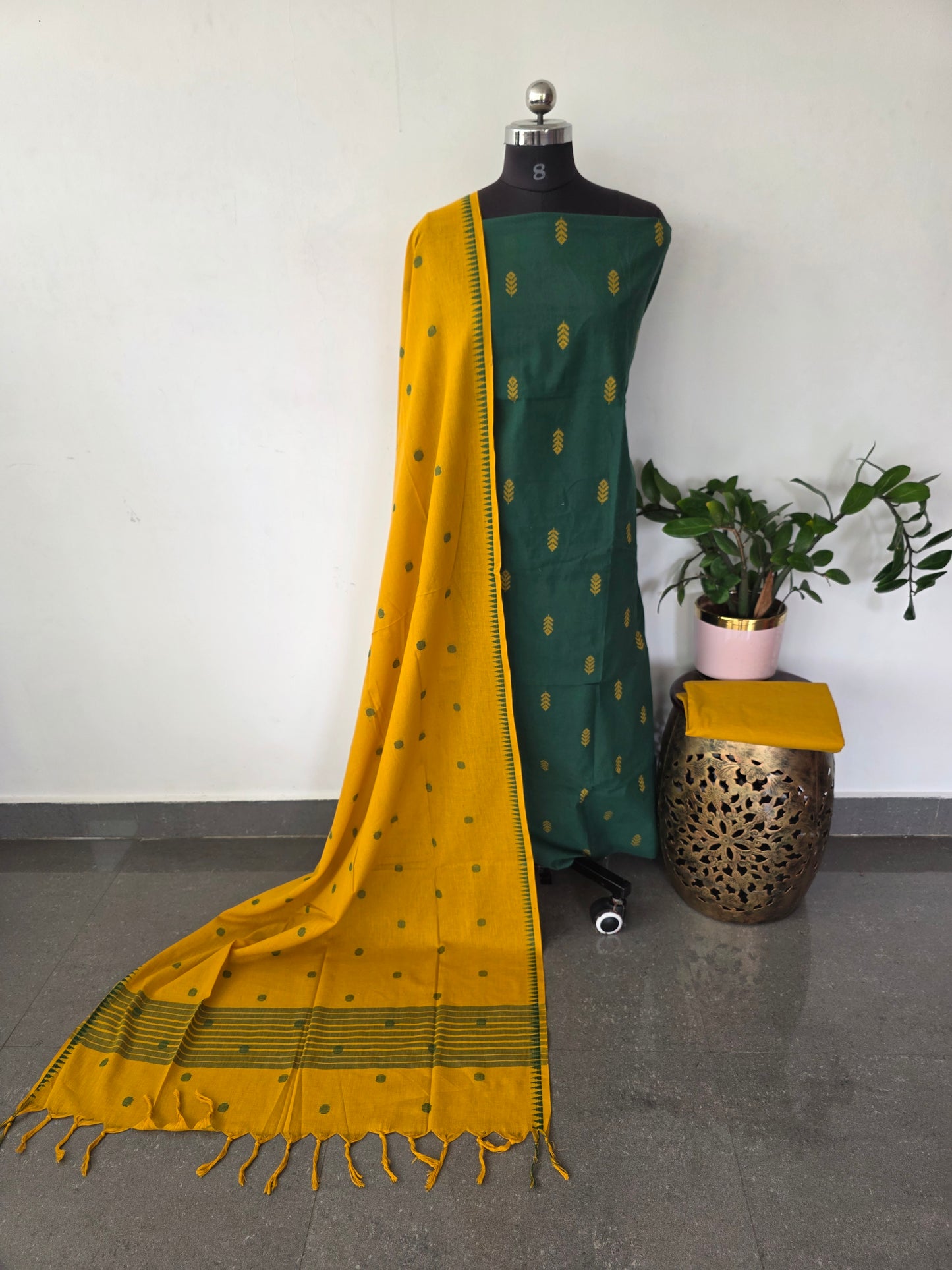 South cotton salwar set with jacquard butta- HA80