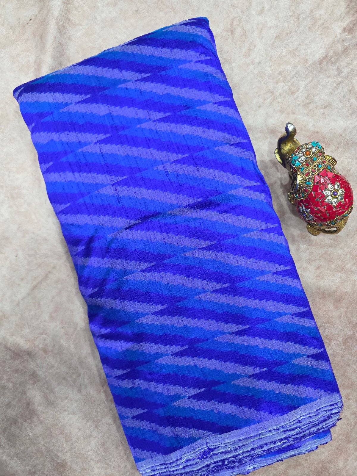 Pochampally dubbian ikkat silk running fabric - WW142