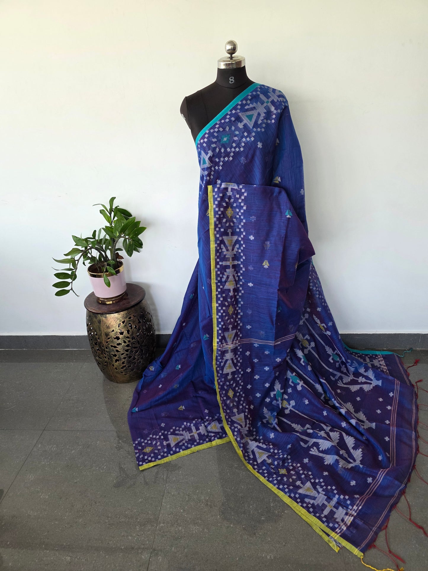Silk cotton jamdhani saree  - BB460