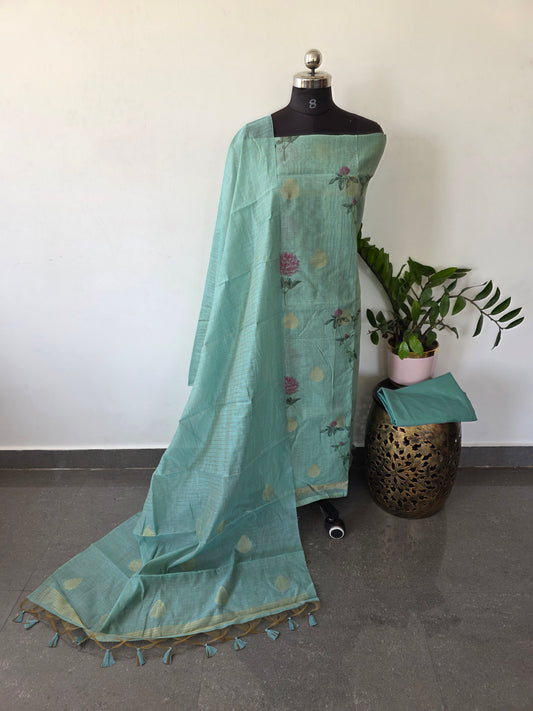 Premium floral jamdhani silk cotton set - CLA159