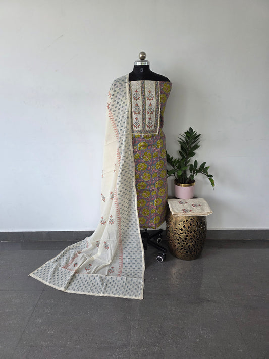 Jaipuri cotton set with hakoba bottom