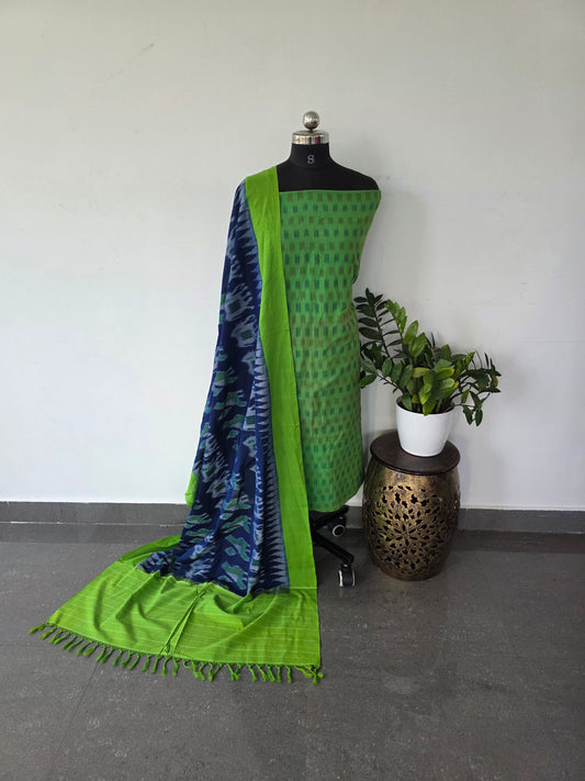 mercerised ikkat cotton top with double ikkat cotton shawl - MI12