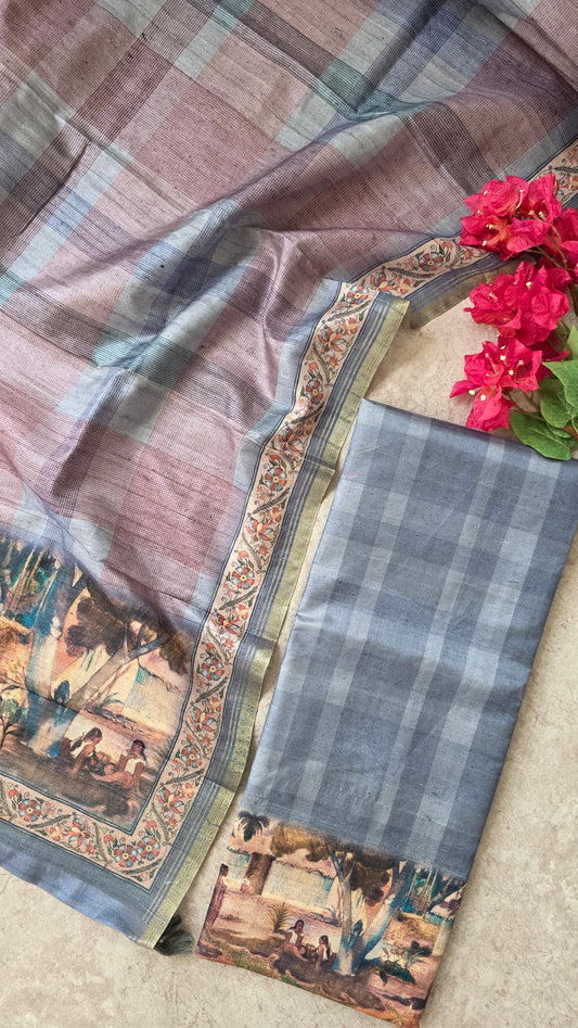 Premium semi tussar silk set - CT16