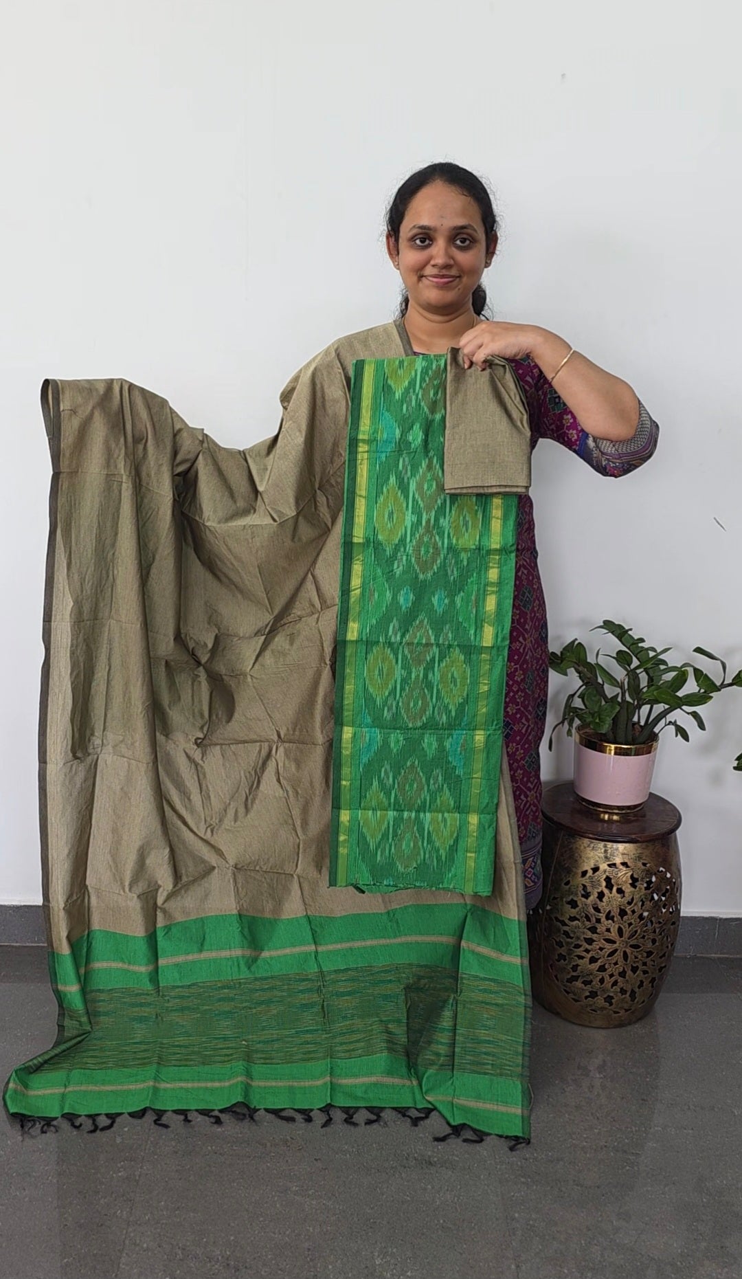 Pochampally sico set with ikkat damn - SD544