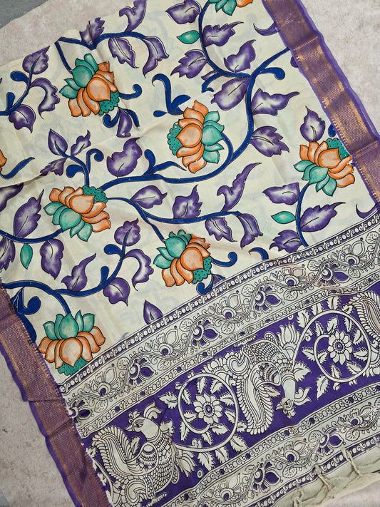 Pure chennuri silk kalamkari duppatta - KAA5