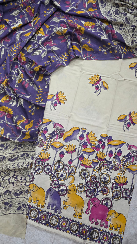 Penkalamkari- inspired  kalamkari  cotton set - RV176