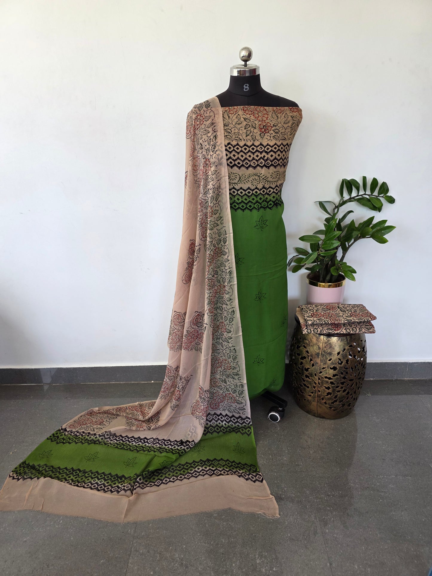 Handblock georgette salwar set - GE177