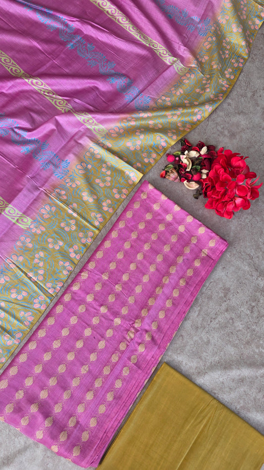 Bhagalpuri Katan discharge print silk set - DB5