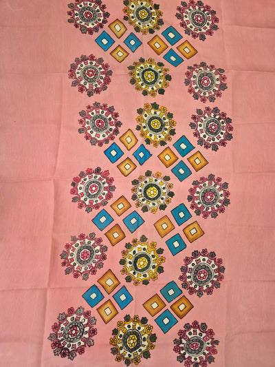 Handcrafted Penkalamkari bangalore silk set - KH201