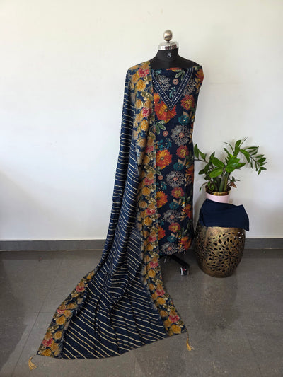 Fancy modal silk set with V neck - JA783