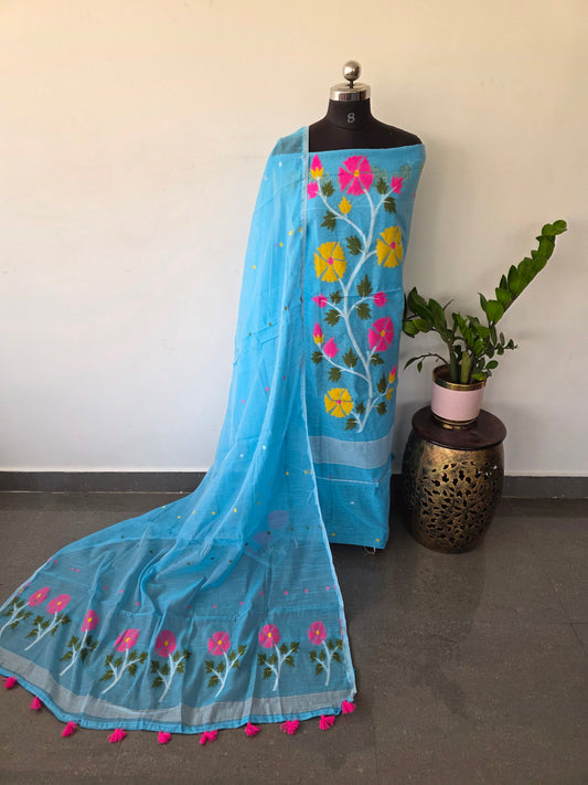 Premium Silk cotton jamdhani set  - AV284