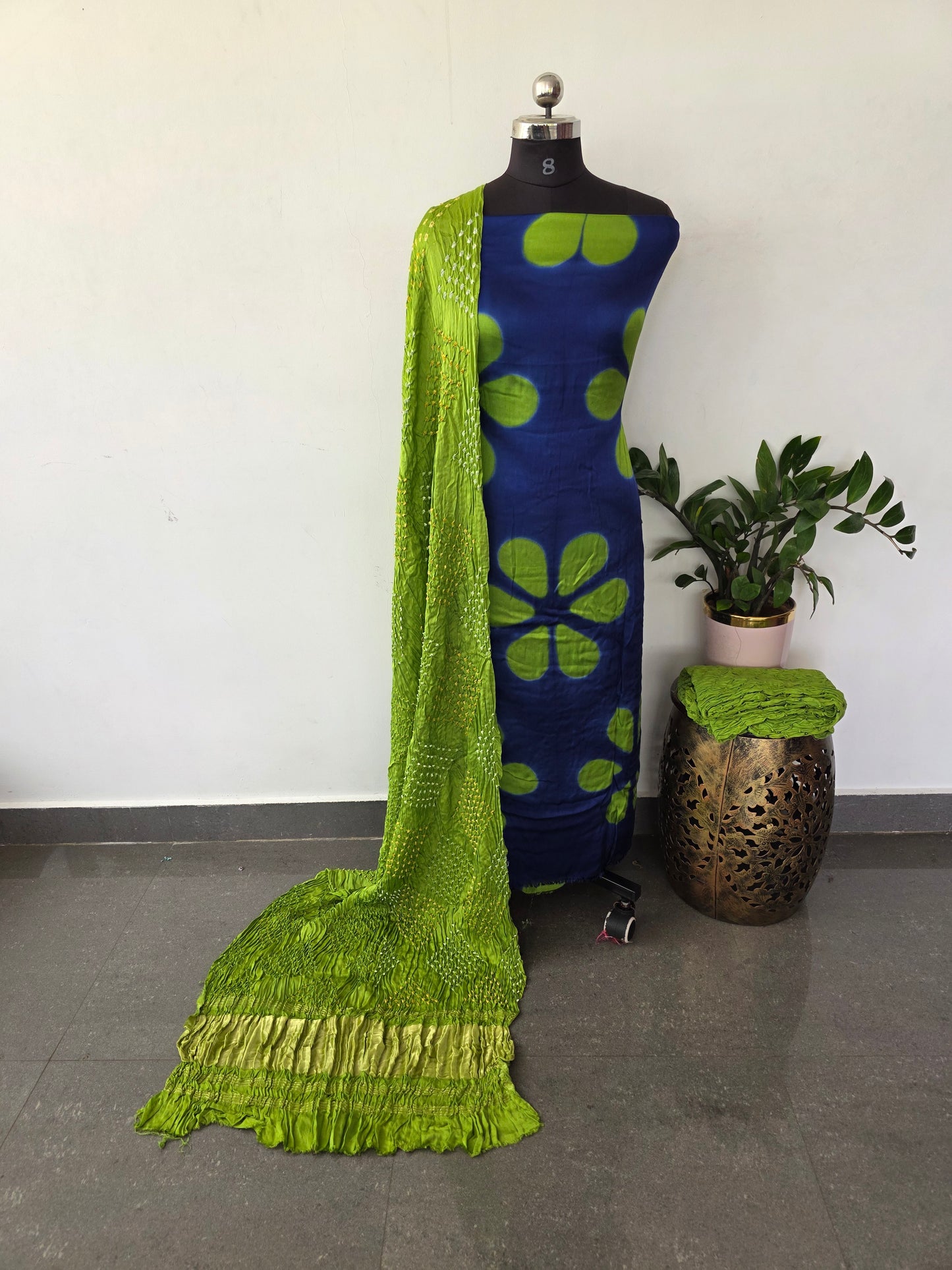 Handcrafted clap-dyed bandhani modal salwar set -BN101