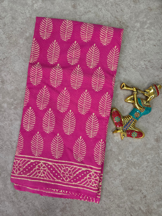Handblock Jaipuri pure cotton saree - JA511