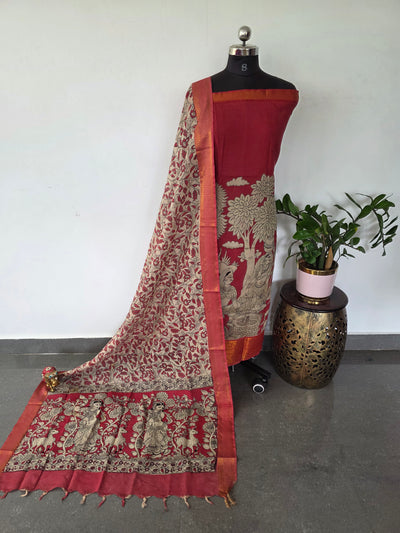Kanchi border chennuri kalamkari  silk set - AK428