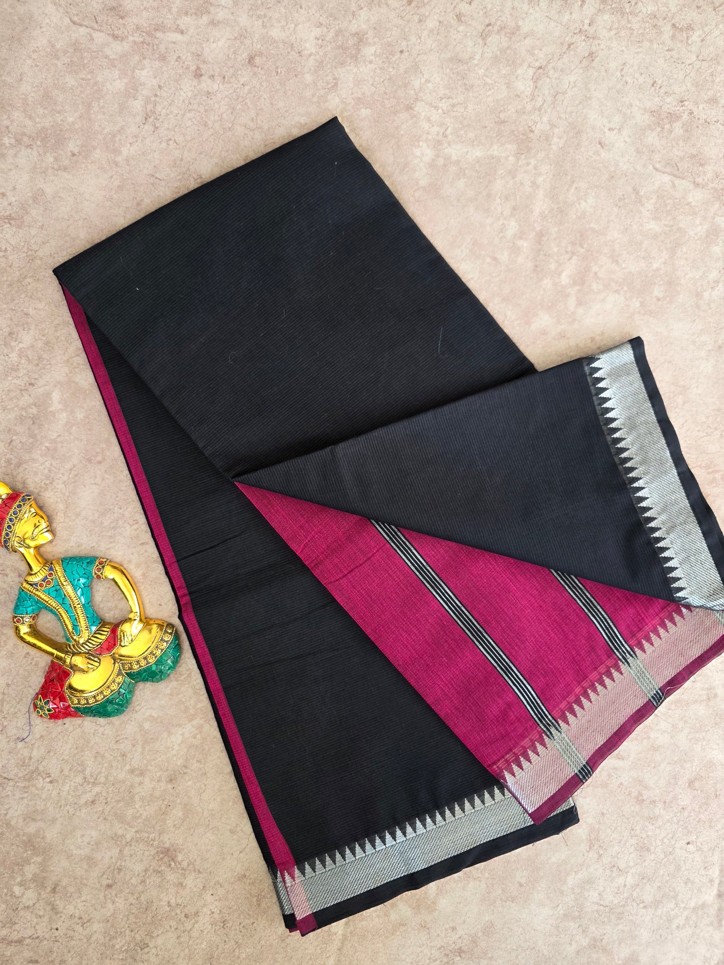 South cotton saree with metallic border - MAA181