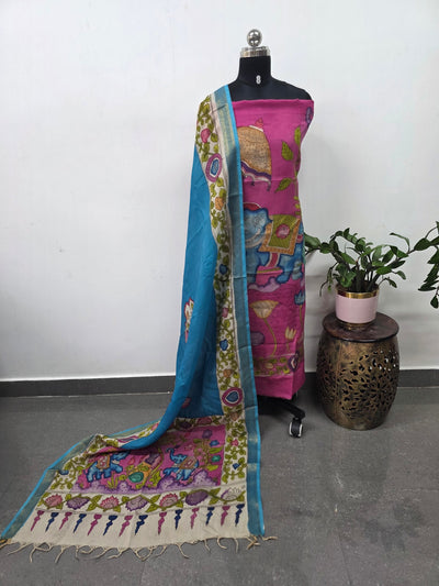 Handcrafted Penkalamkari bangalore silk set - KH206