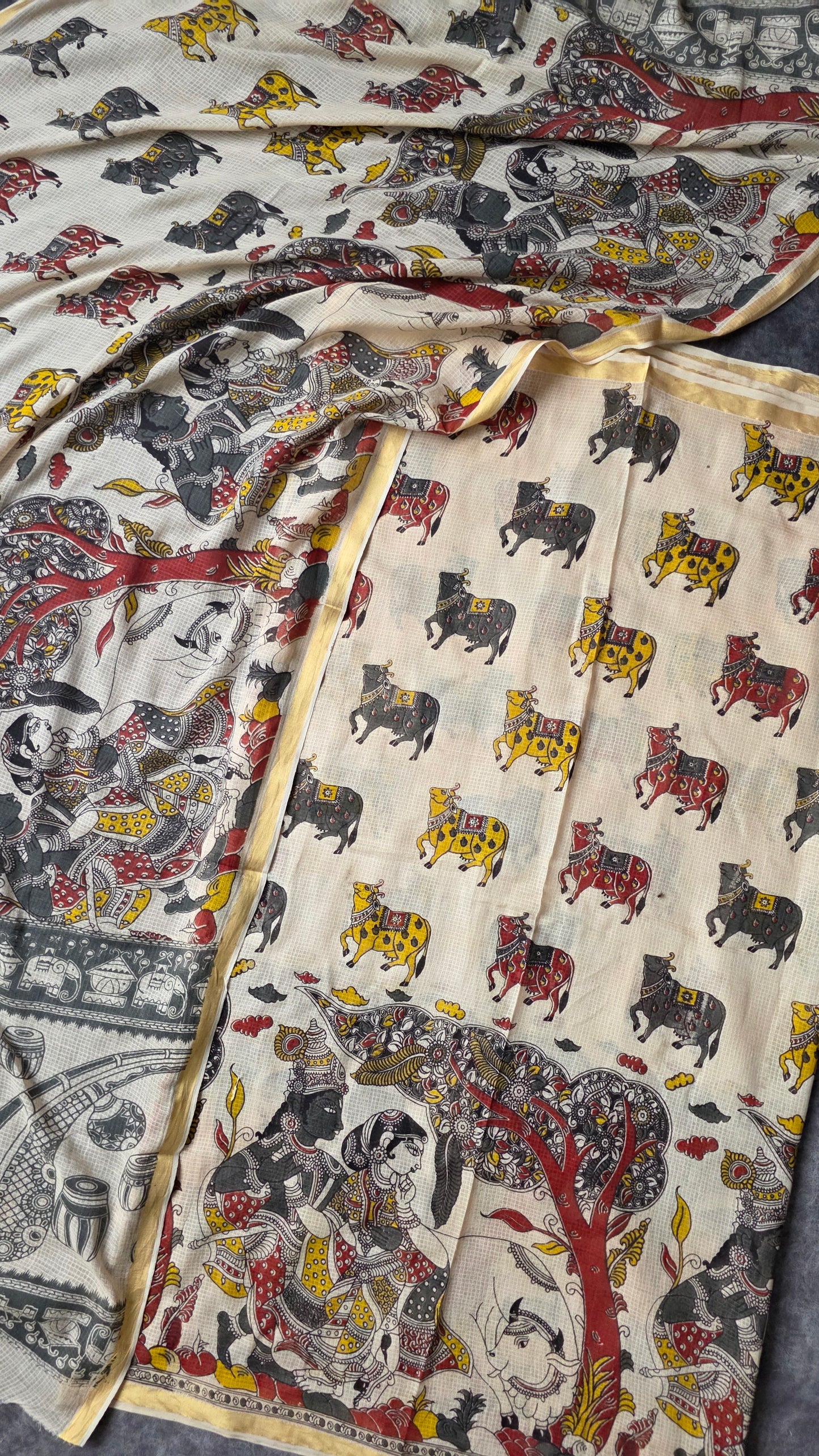Handcrafted Kota kalamkari set (2 pc set )- AK318