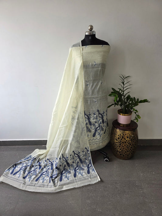 Checked silk cotton jamdhani set - AV42