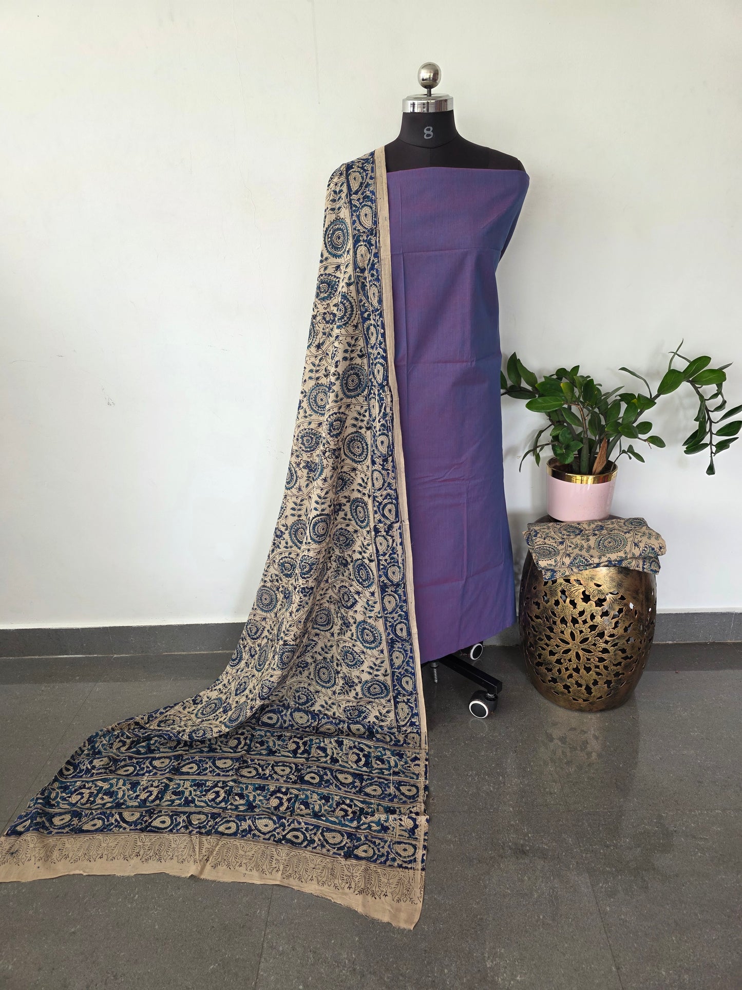 Handblock kalamkari cotton set - AK434