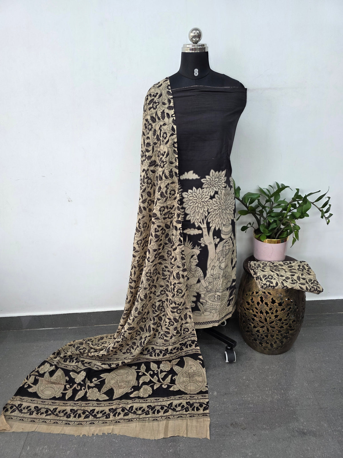 Handcrafted kalamkari cotton set (3 pc)  -AK578