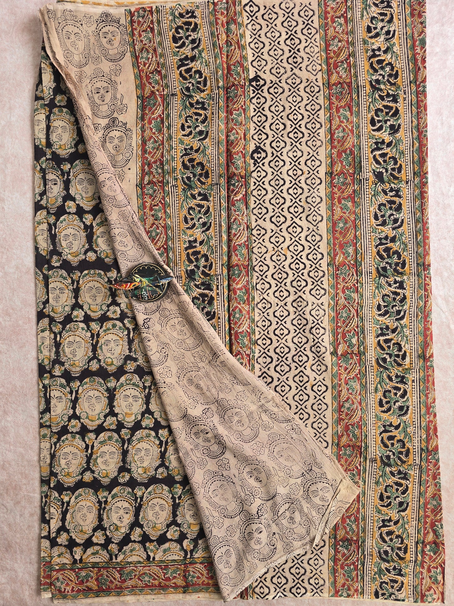 Handblock pure kalamkari cotton saree - HZ9