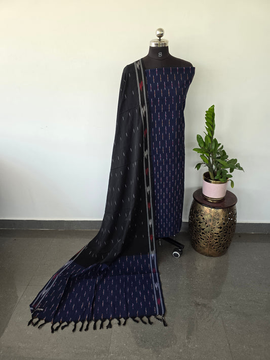 Pochampally ikkat cotton set (blue)- KK71