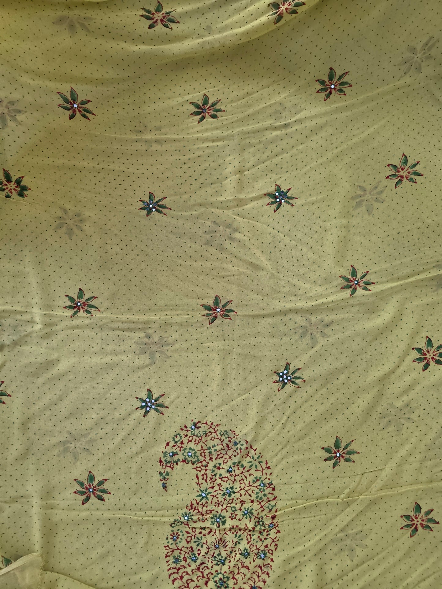 Handblock georgette salwar set with handwork mirror work- GE152