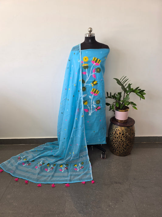 Premium silk cotton jamdhani set - AV56