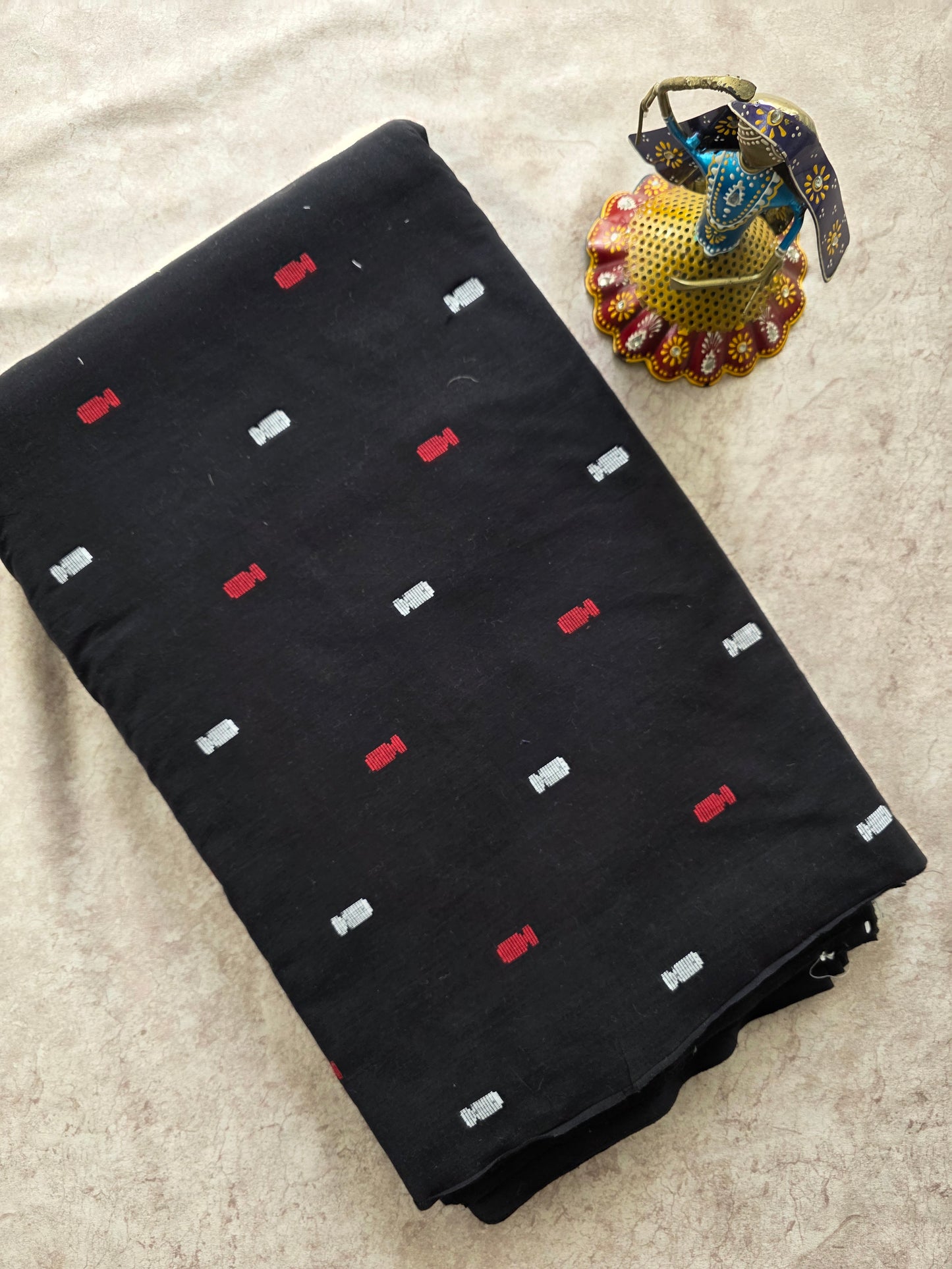 Pure  handloom cotton running material (2.50 mtrs) -black2