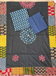 Handcrafted ajrakh cotton top with applique cotton shawl - BAA37