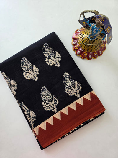 Handblock Jaipuri pure cotton saree - JS4
