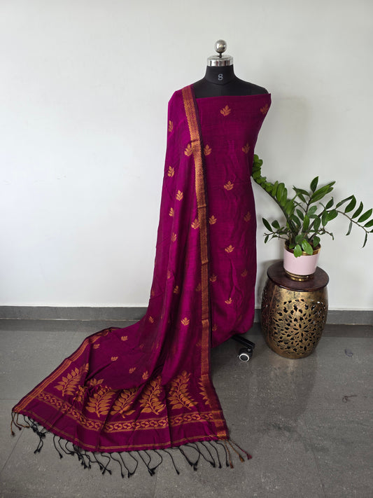 Handloom Mul Moonga cotton jamdhani set- JMM198