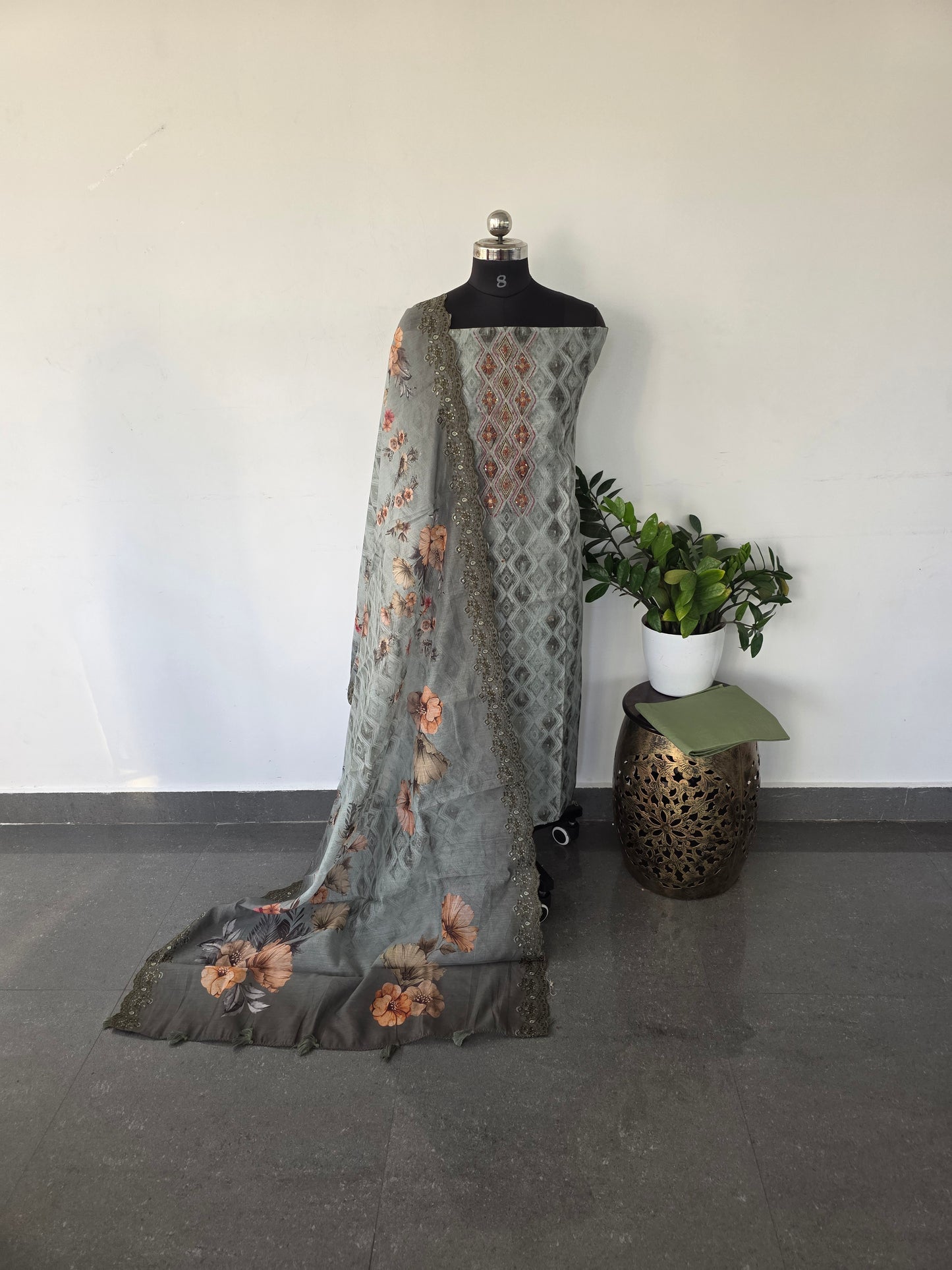 Premium digital chanderi silk set (2.5 mtrs) - DS9