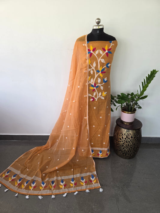 Silk cotton jamdhani set  - AV241