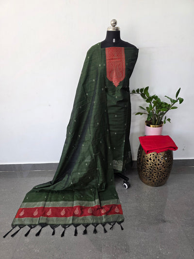 Banarasi Raw silk brocade suit(Green)-DW6