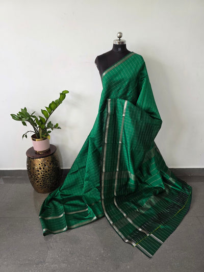 Premium checked semi mangalagiri pattu saree - MAA156