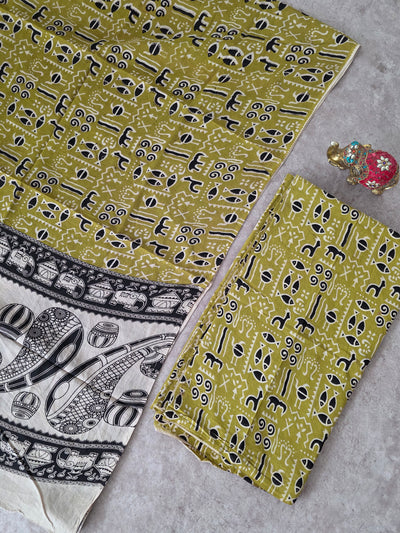 Pure Kalamkari Cotton Salwar Set (2.5 Metres) - Ak354