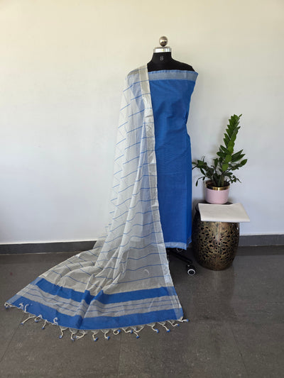 Mangalagiri cotton set with metallic zari border - MAA62