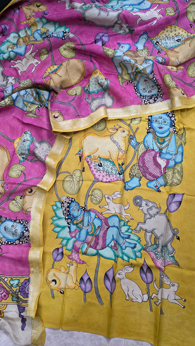 Handcrafted Penkalamkari bangalore silk set - RV6