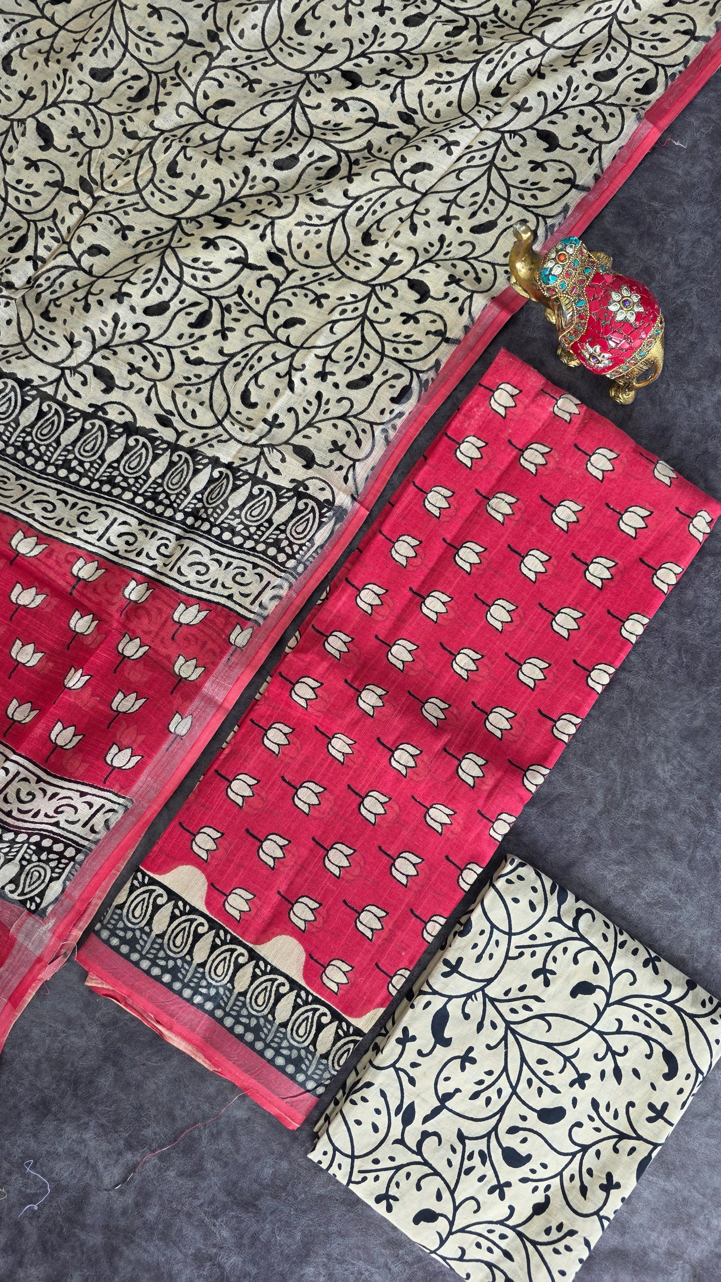 Handblock jaipuri linen cotton set -JA910